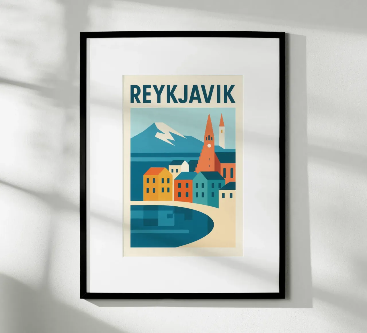 Reykjavik - Il minimalismo artico ai confini del mondo poster con telaio in legno da JETLAG | affiches voyage