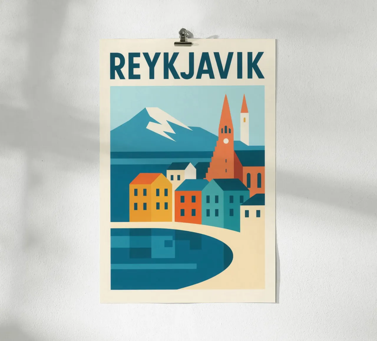 Reykjavik - Il minimalismo artico ai confini del mondo poster con telaio in legno da JETLAG | affiches voyage