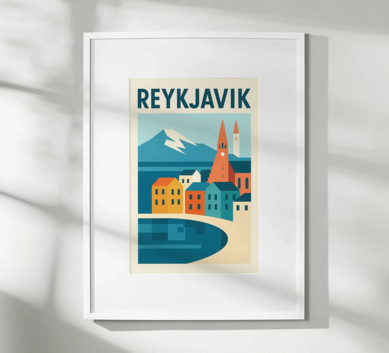 Reykjavik - Il minimalismo artico ai confini del mondo poster con telaio in legno da JETLAG | affiches voyage