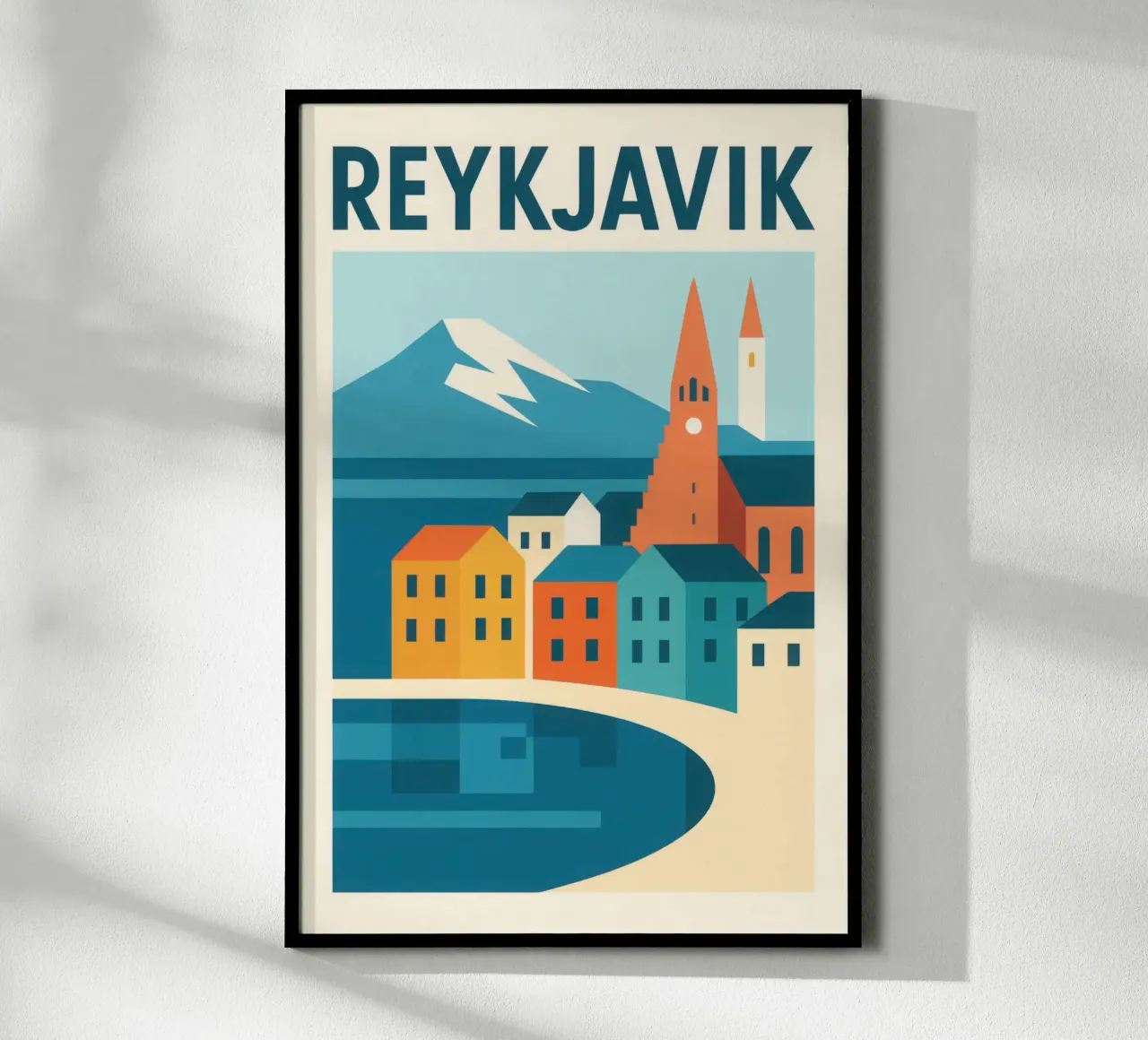 Reykjavik - Il minimalismo artico ai confini del mondo poster con telaio in legno da JETLAG | affiches voyage