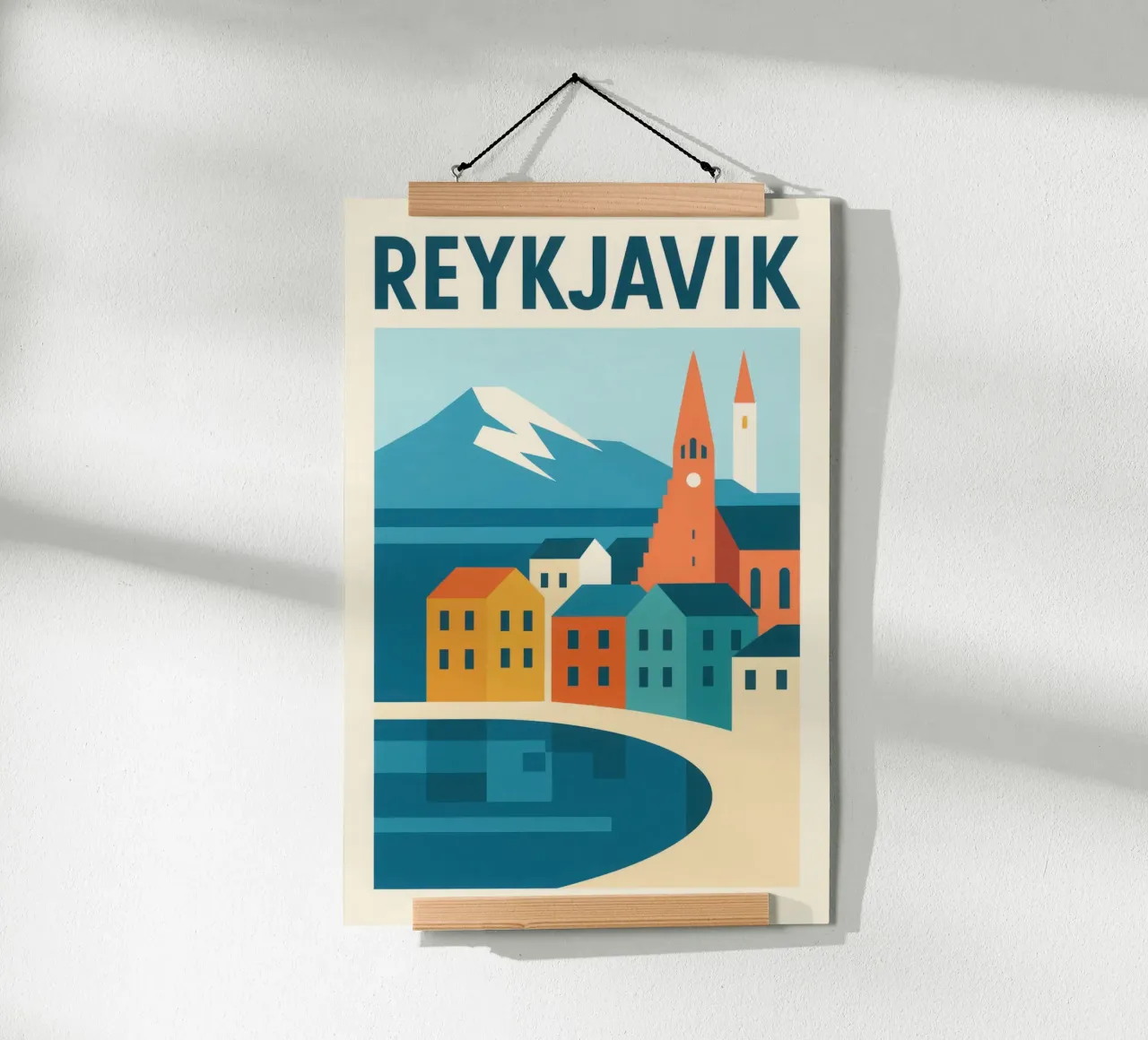Reykjavik - Il minimalismo artico ai confini del mondo poster con telaio in legno da JETLAG | affiches voyage