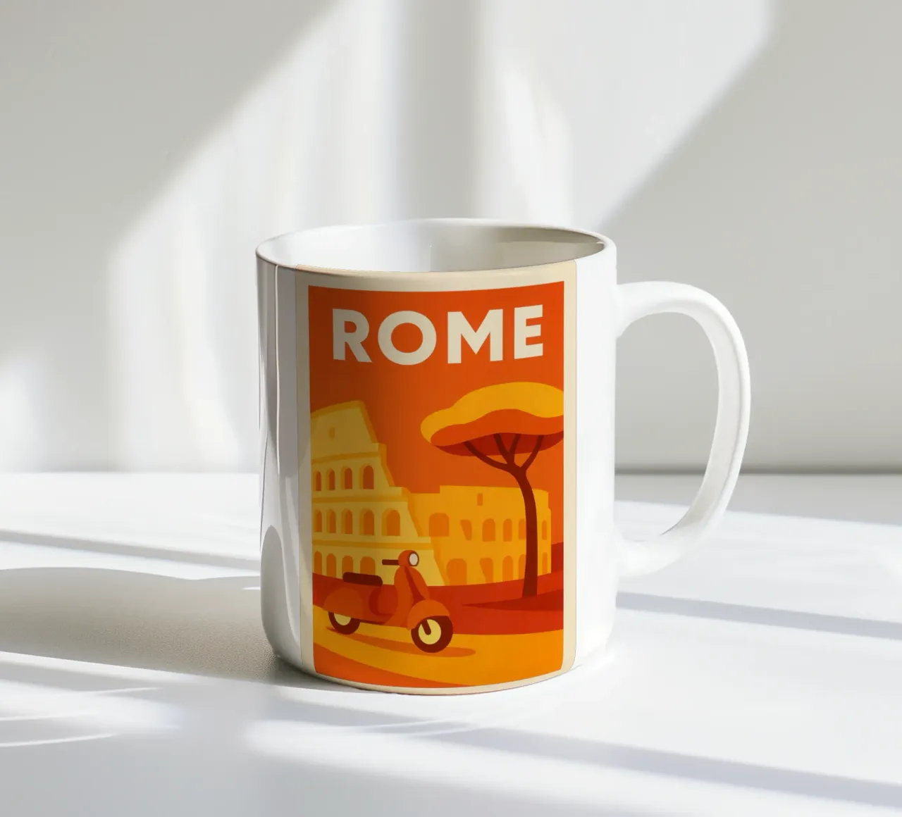 Rome – Dolce Vita en Vespa sous le Soleil tazza in ceramica da JETLAG | affiches voyage