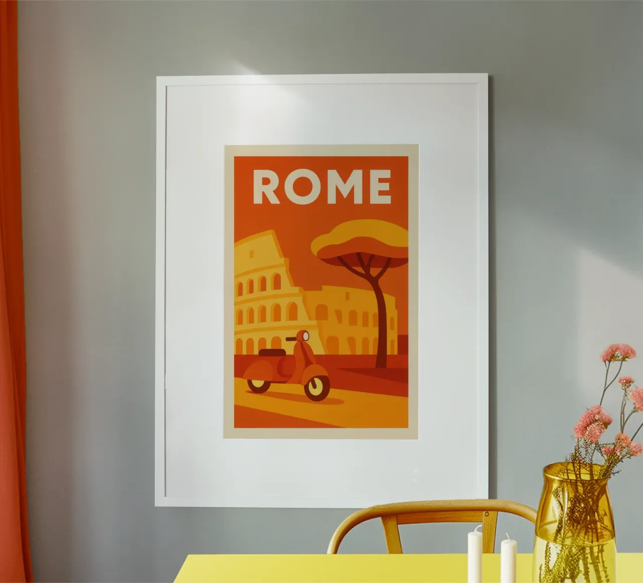 Rome – Dolce Vita en Vespa sous le Soleil poster con telaio in plastica da JETLAG | affiches voyage