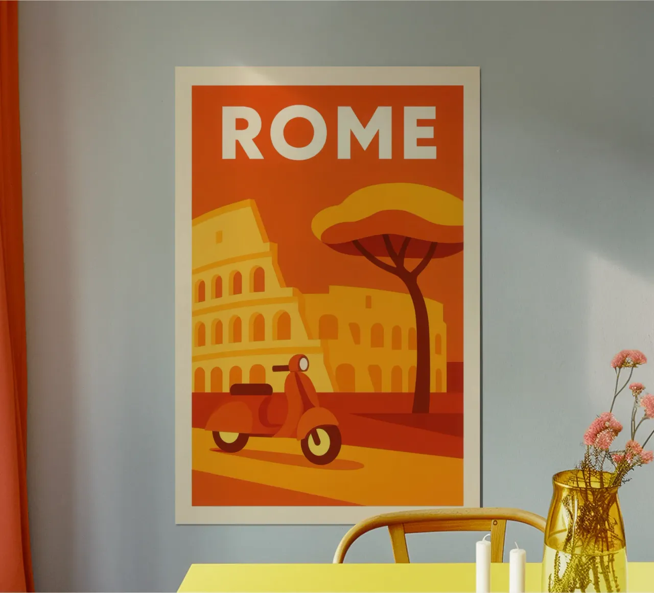 Rome – Dolce Vita en Vespa sous le Soleil poster con telaio in plastica da JETLAG | affiches voyage