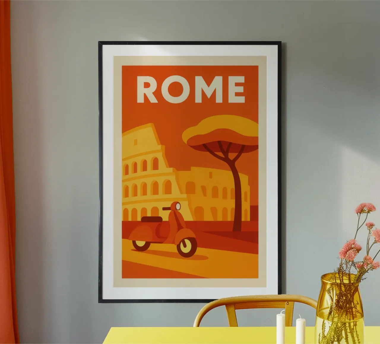Rome – Dolce Vita en Vespa sous le Soleil poster con telaio in plastica da JETLAG | affiches voyage