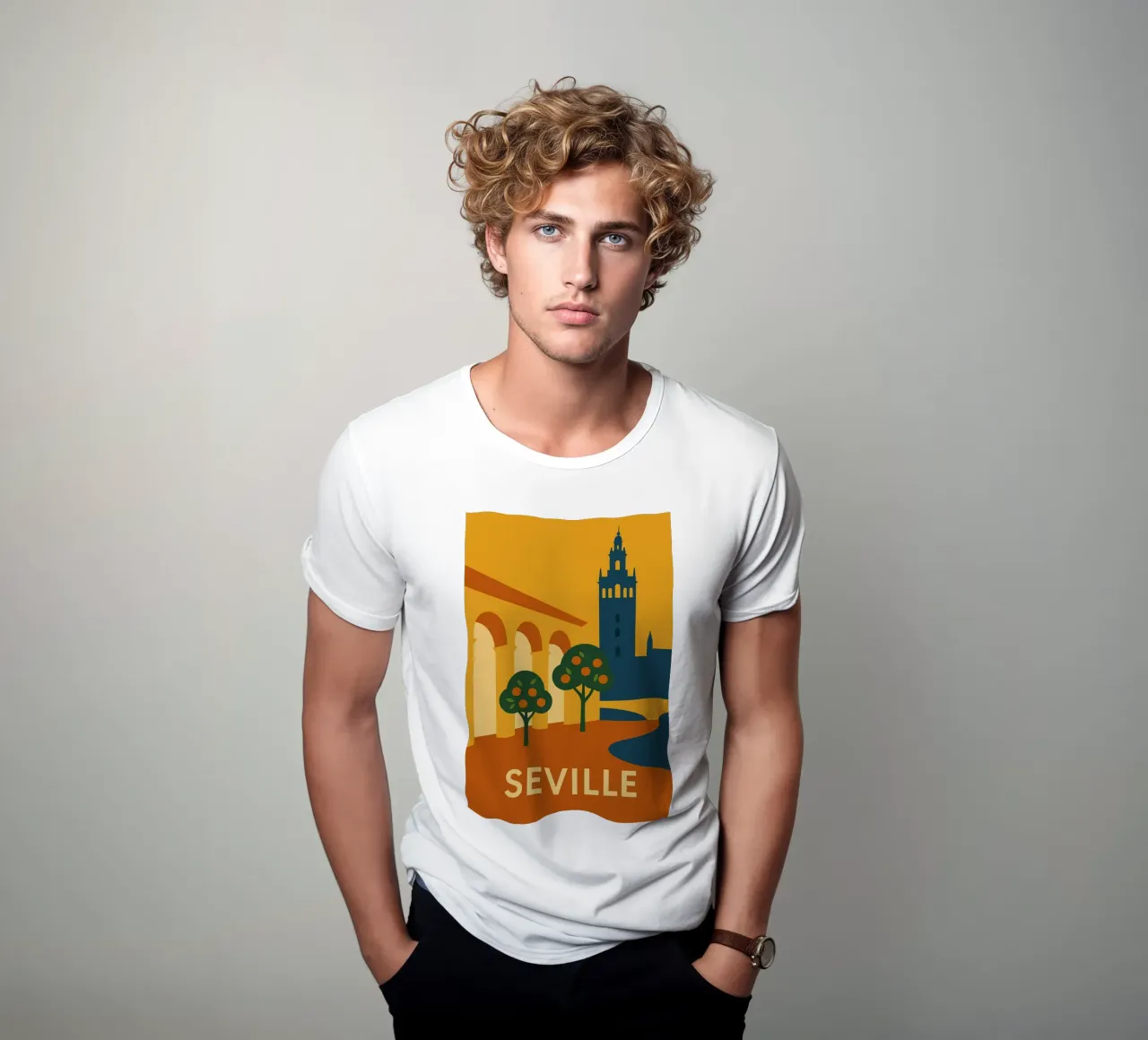Siviglia solare - Aranci e archi andalusi t-shirt da JETLAG | affiches voyage