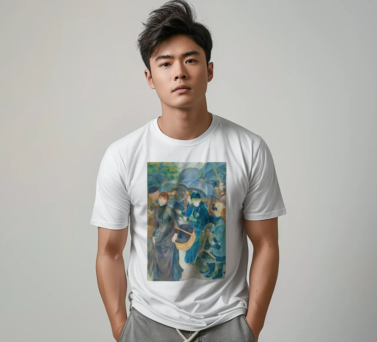 The Umbrellas by Pierre-Auguste Renoir t-shirt by Venus Art