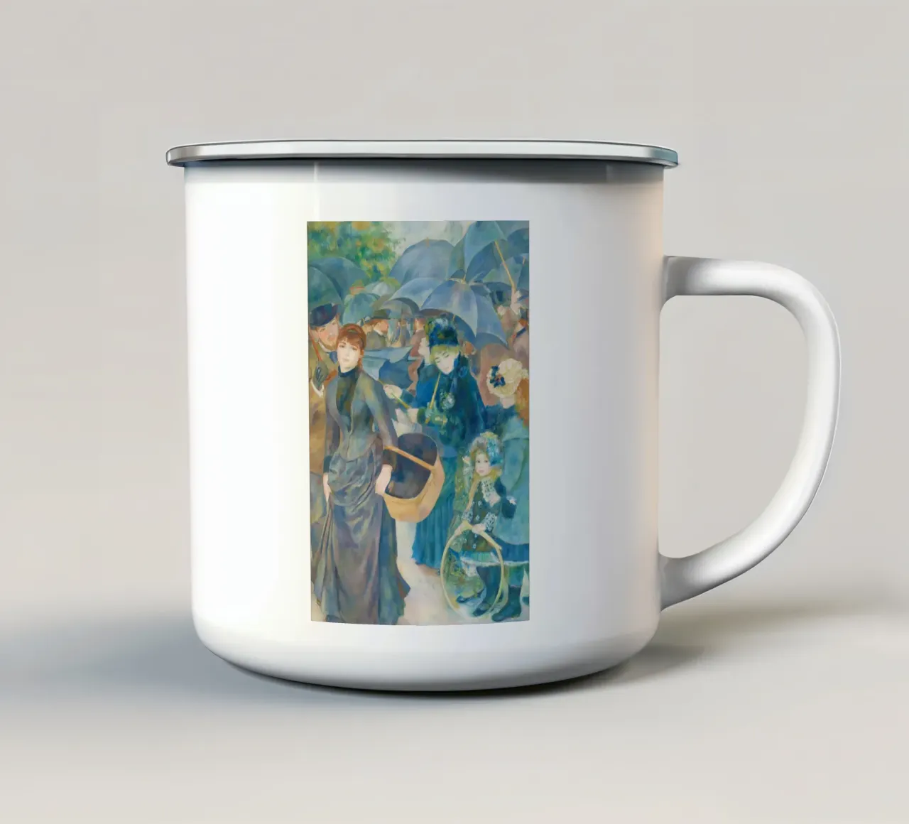 Gli ombrelli di Pierre-Auguste Renoir tazza in smalto da Venus Art