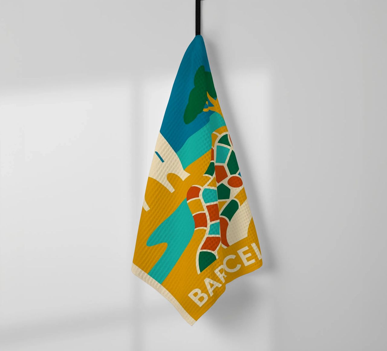 Barcelone colorée – Gaudí en plein soleil torchon de JETLAG | affiches voyage