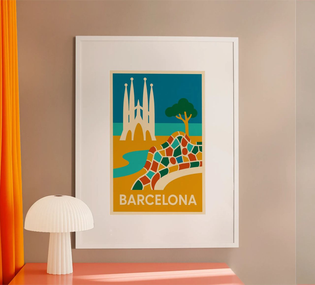 Barcelone colorée – Gaudí en plein soleil poster de JETLAG | affiches voyage