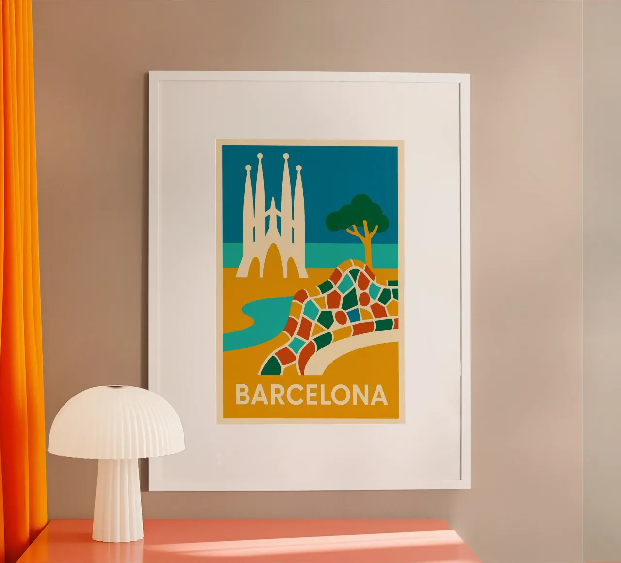 Colourful Barcelona - Gaudí in the sunshine poster by JETLAG | affiches voyage