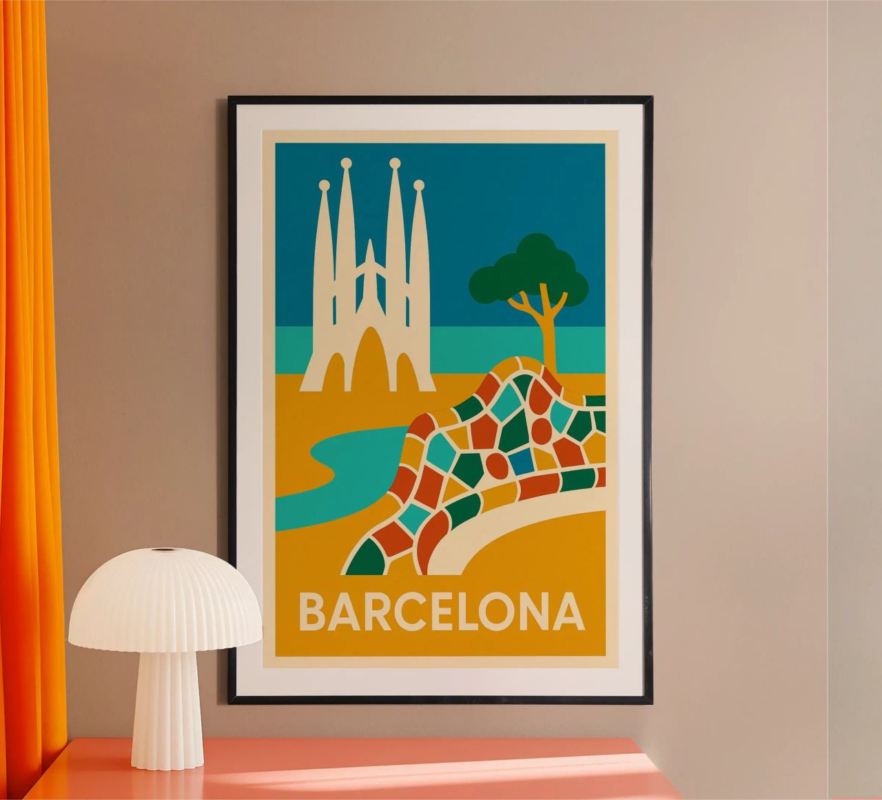 Barcelone colorée – Gaudí en plein soleil poster de JETLAG | affiches voyage