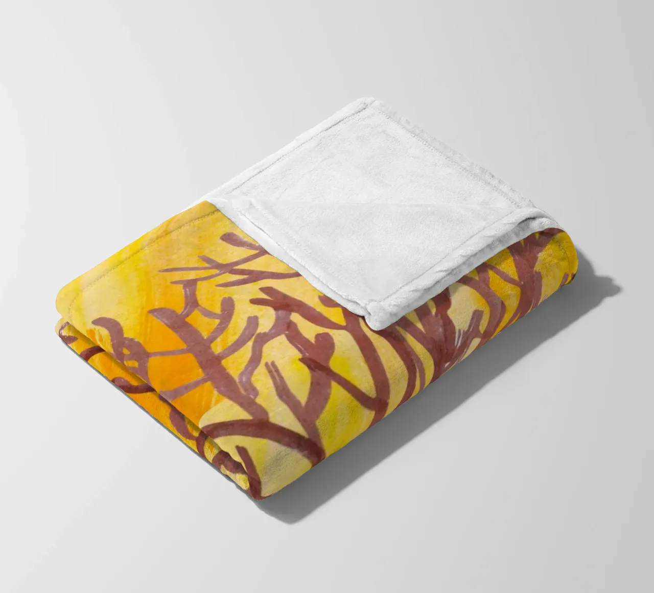 Senfgelbe Pinselstriche mit botanischem Akzent fleece blanket by StrindesignStudio