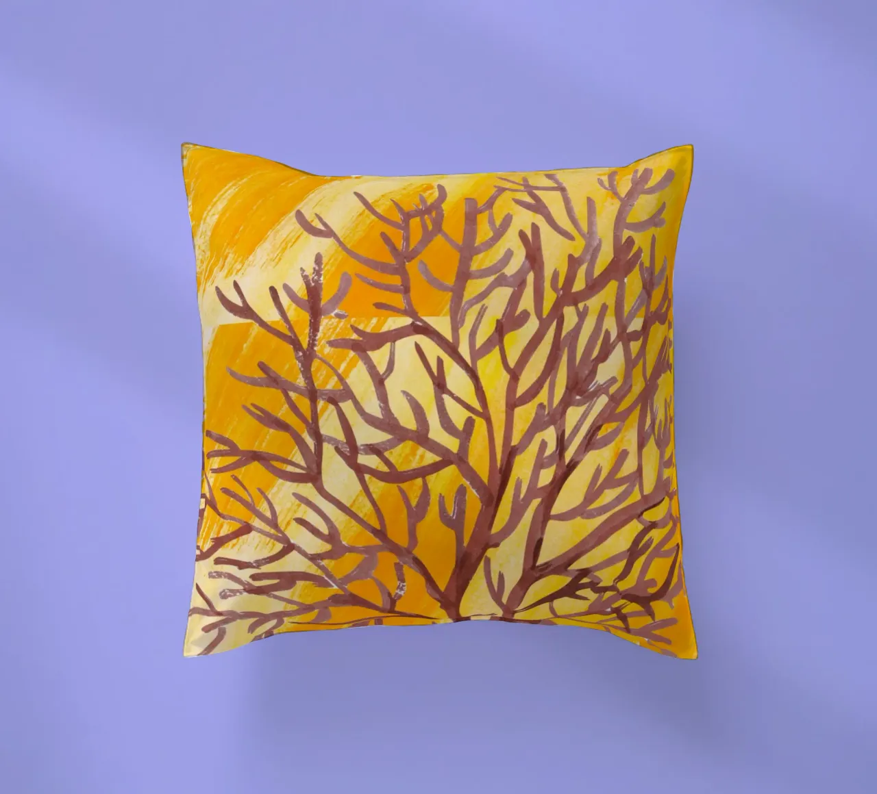Senfgelbe Pinselstriche mit botanischem Akzent cuscino da StrindesignStudio
