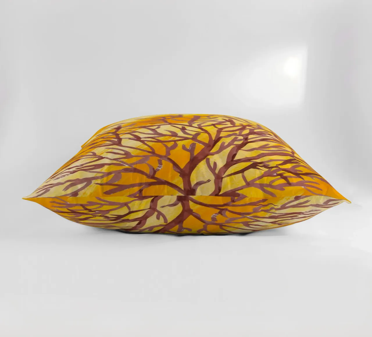 Senfgelbe Pinselstriche mit botanischem Akzent cuscino da StrindesignStudio