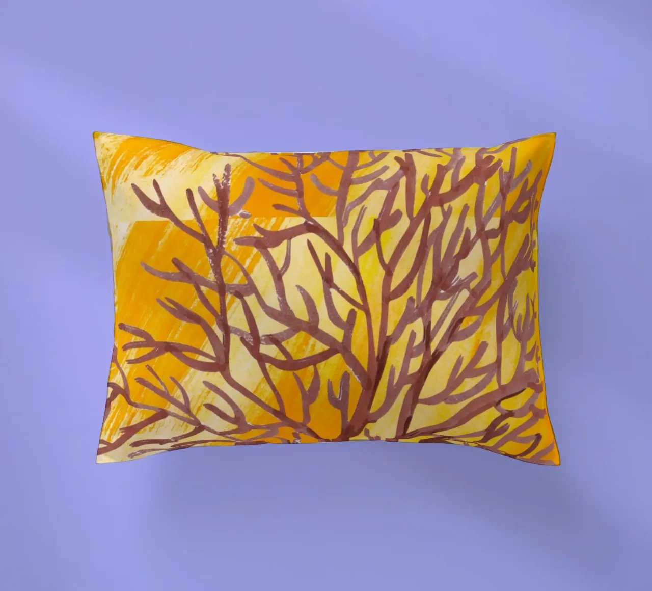 Senfgelbe Pinselstriche mit botanischem Akzent cuscino da StrindesignStudio