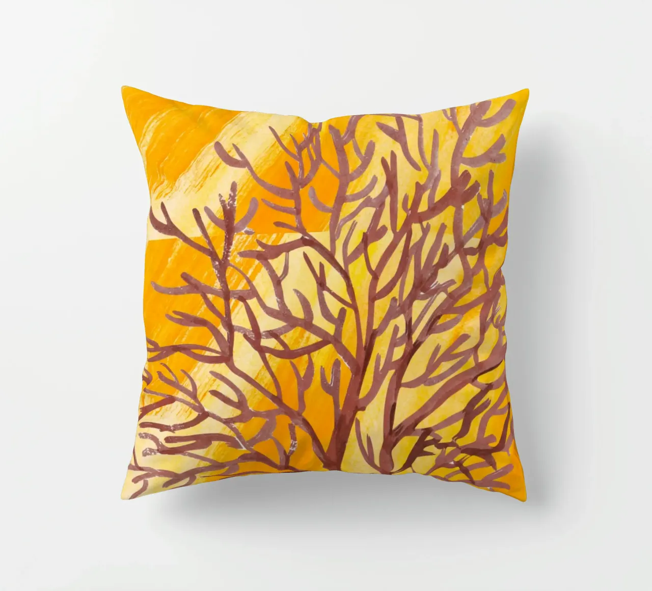 Senfgelbe Pinselstriche mit botanischem Akzent cuscino da StrindesignStudio