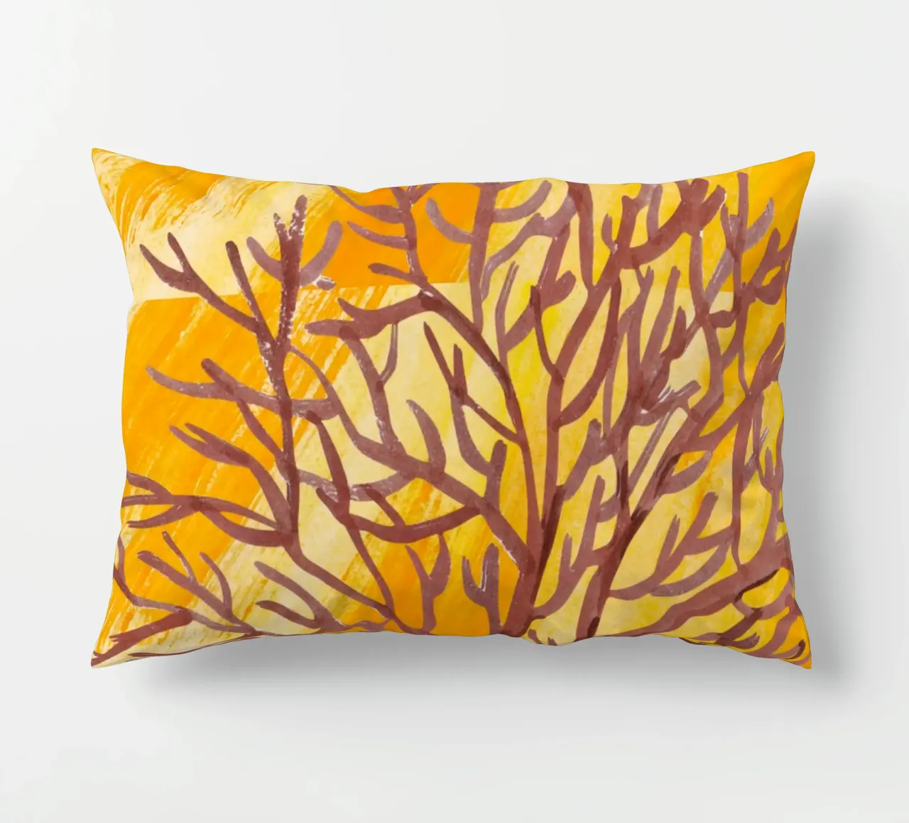 Senfgelbe Pinselstriche mit botanischem Akzent cuscino da StrindesignStudio