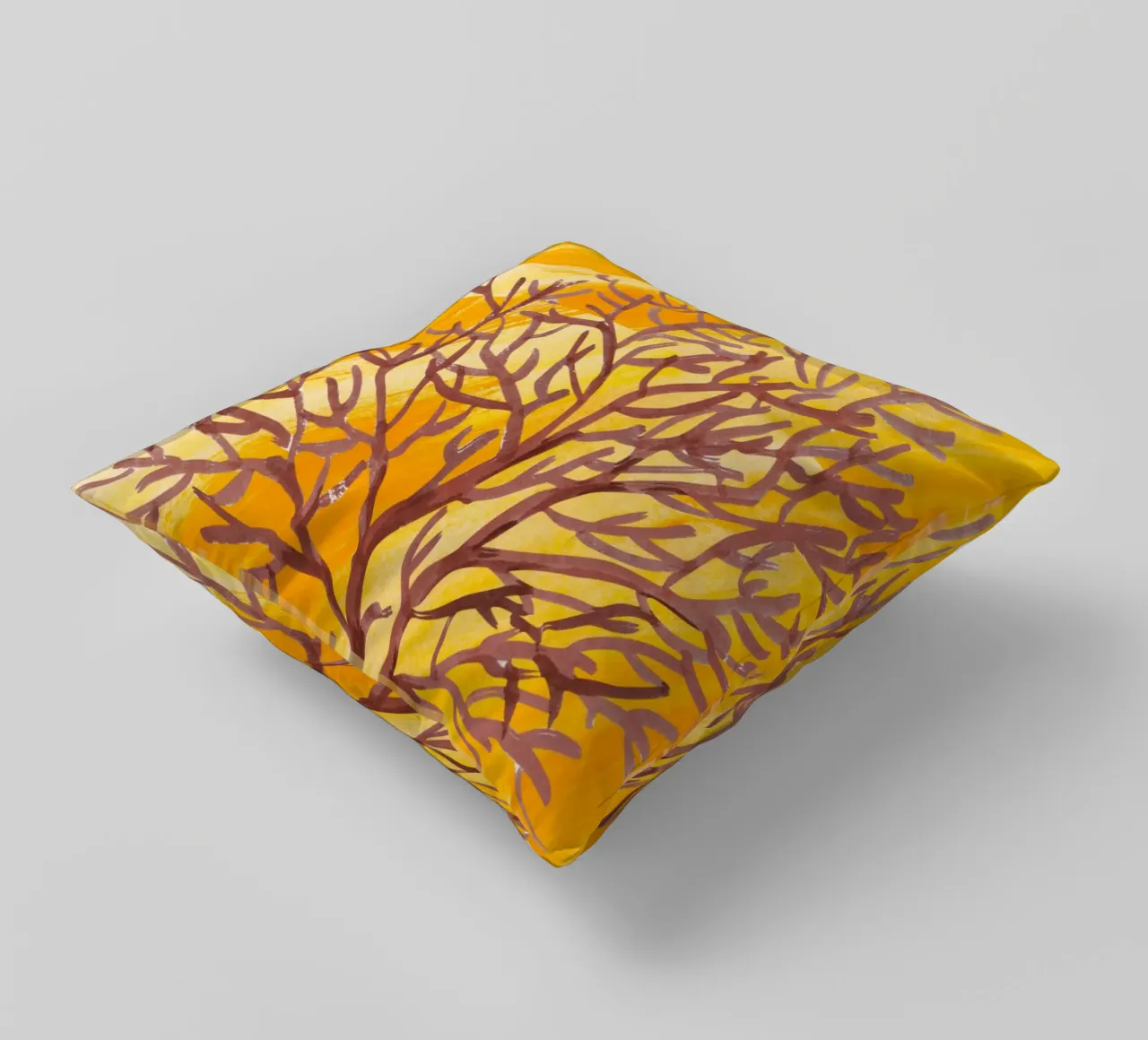 Senfgelbe Pinselstriche mit botanischem Akzent cuscino da StrindesignStudio