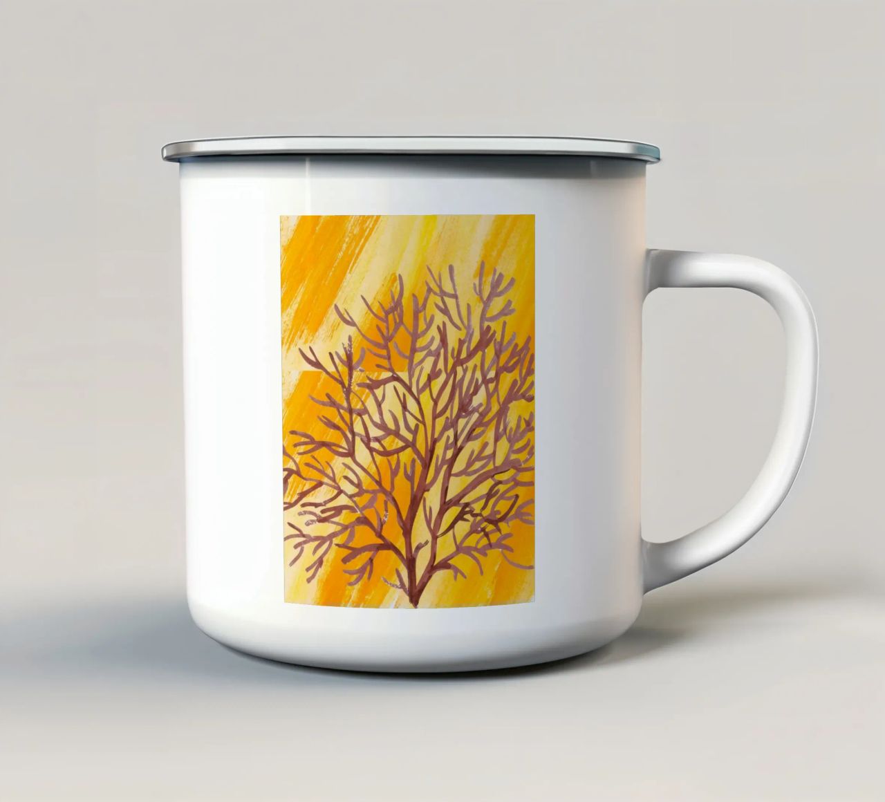 Senfgelbe Pinselstriche mit botanischem Akzent tazza in smalto da StrindesignStudio