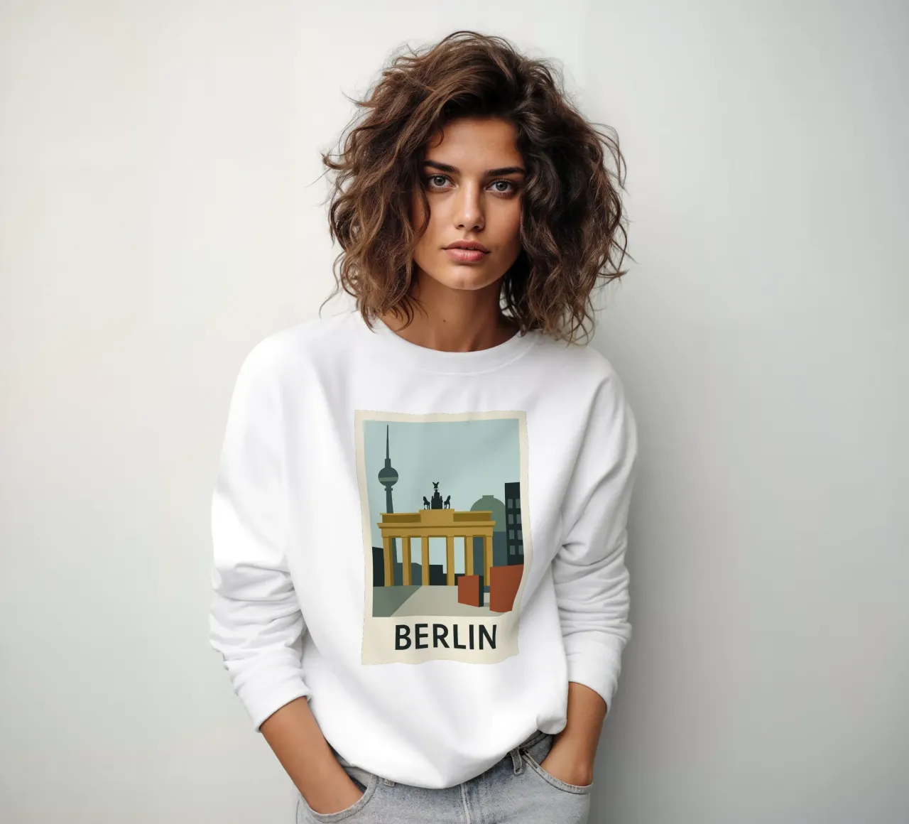 Berlin in clear lines - The Wall, the Gate and the Tower sweatshirt by JETLAG | affiches voyage