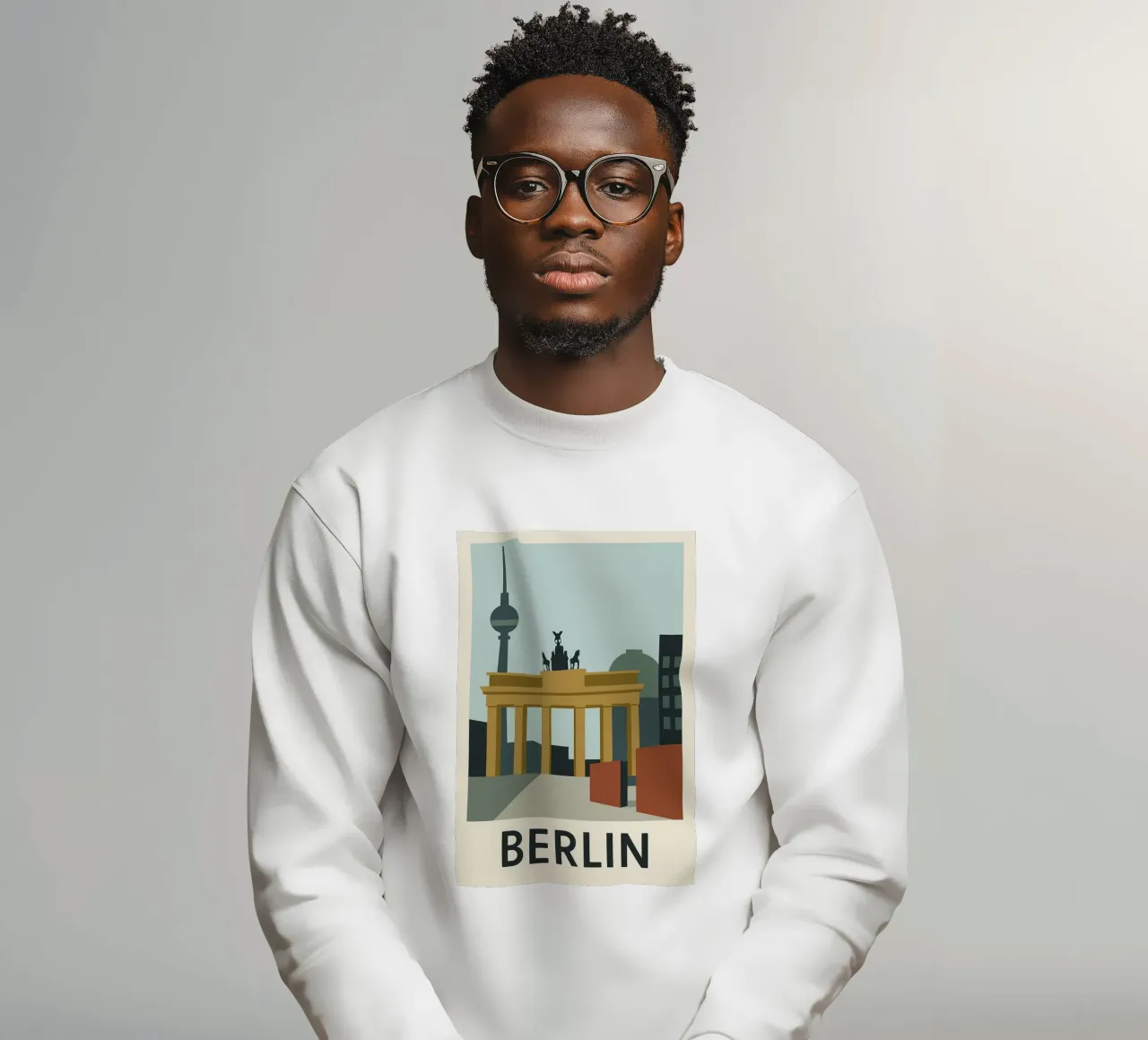 Berlin in clear lines - The Wall, the Gate and the Tower sweatshirt by JETLAG | affiches voyage