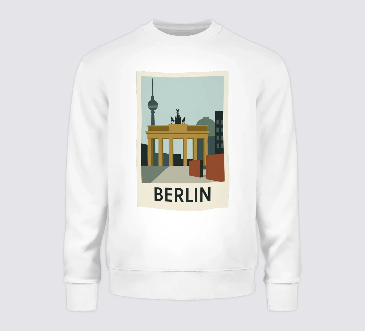 Berlin in clear lines - The Wall, the Gate and the Tower sweatshirt by JETLAG | affiches voyage