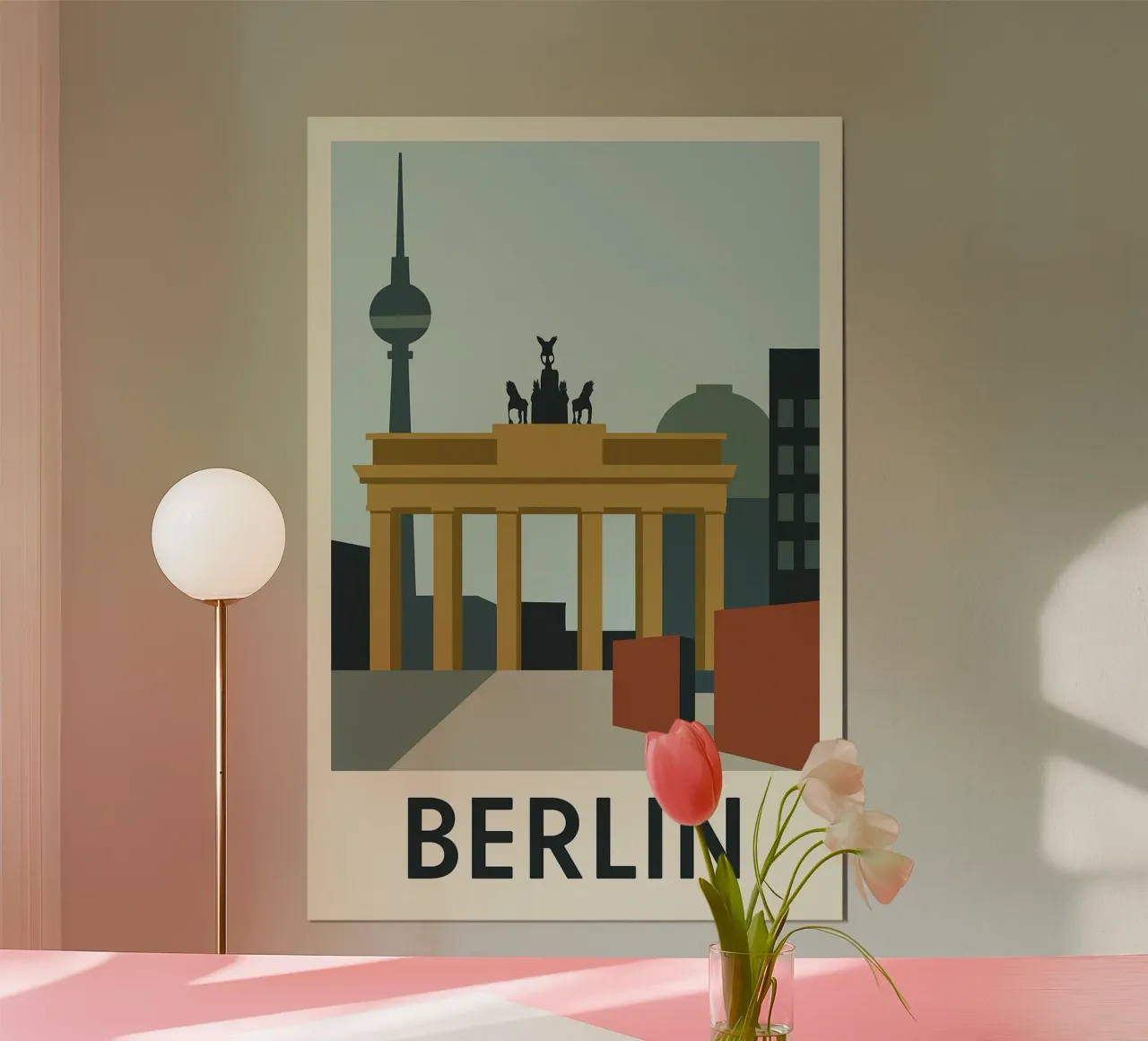 Berlin in clear lines - The Wall, the Gate and the Tower hahnemühle by JETLAG | affiches voyage
