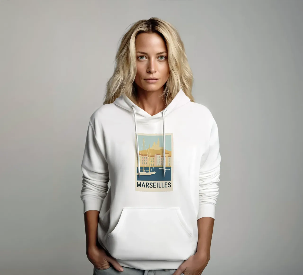Marsiglia - I colori del sud all'orizzonte felpa con cappuccio da JETLAG | affiches voyage