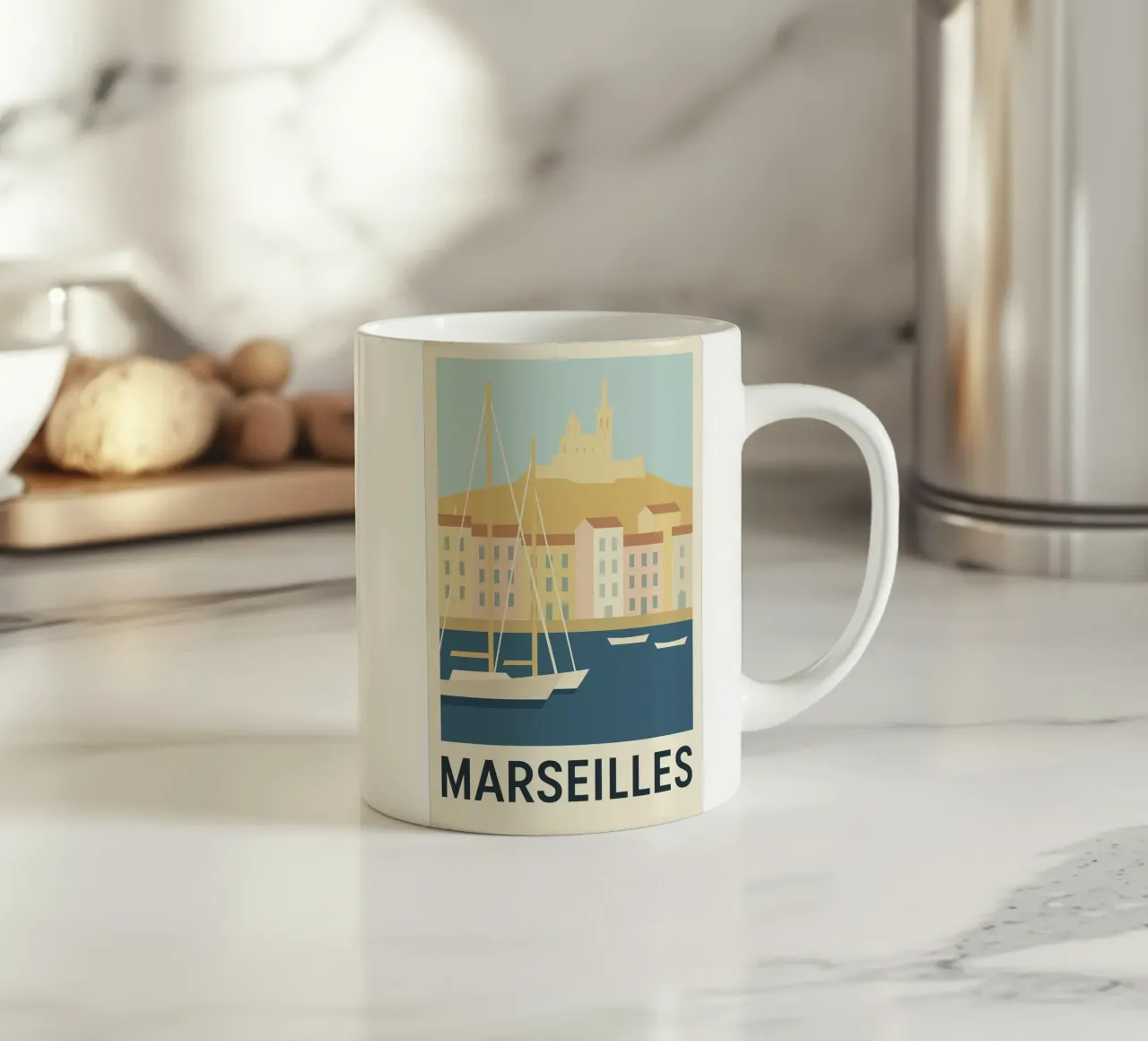 Marsiglia - I colori del sud all'orizzonte tazza in ceramica da JETLAG | affiches voyage
