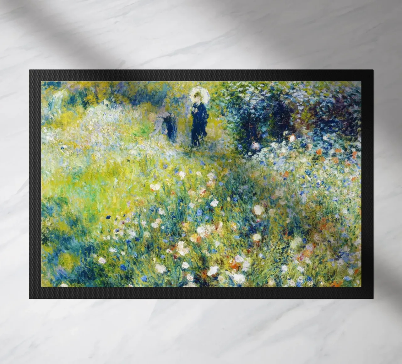 Donna con ombrellone in giardino di Pierre-Auguste Renoir zerbino da Venus Art