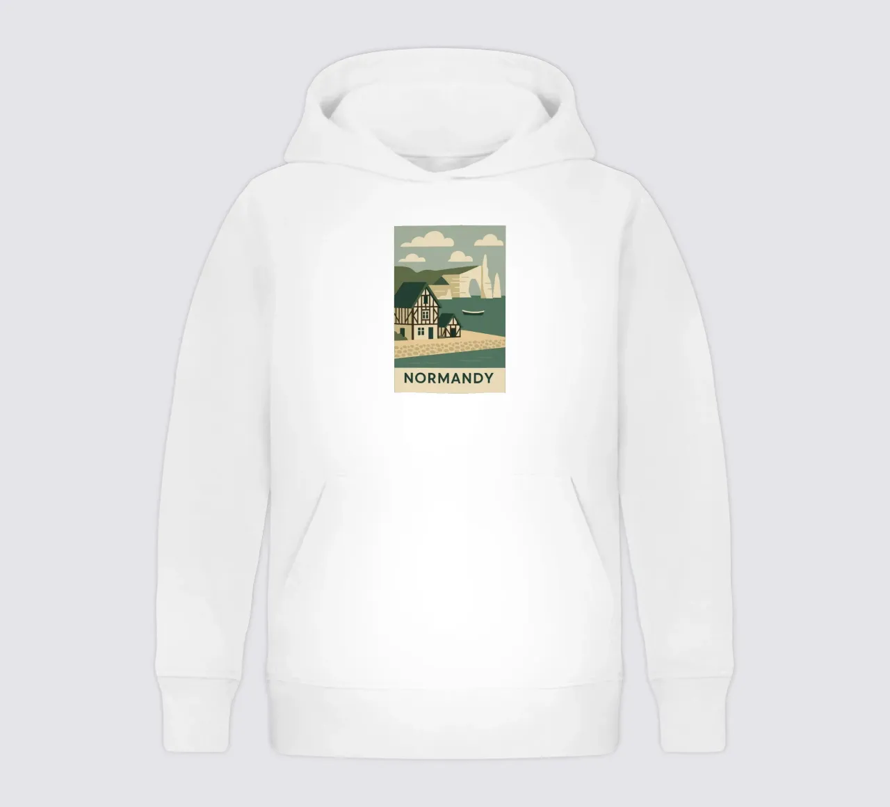 Normandy - On the cliffside, facing the sea kids hoodie by JETLAG | affiches voyage