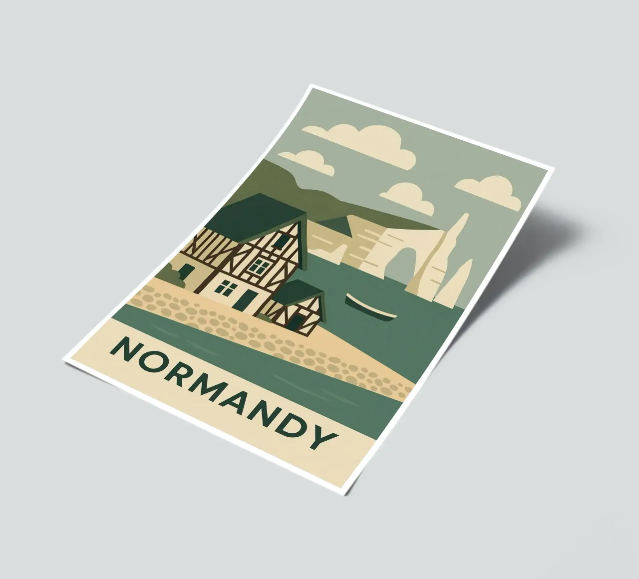 Normandy - An der Flanke der Klippen, mit Blick auf das Meer Stickerbogen von JETLAG | affiches voyage