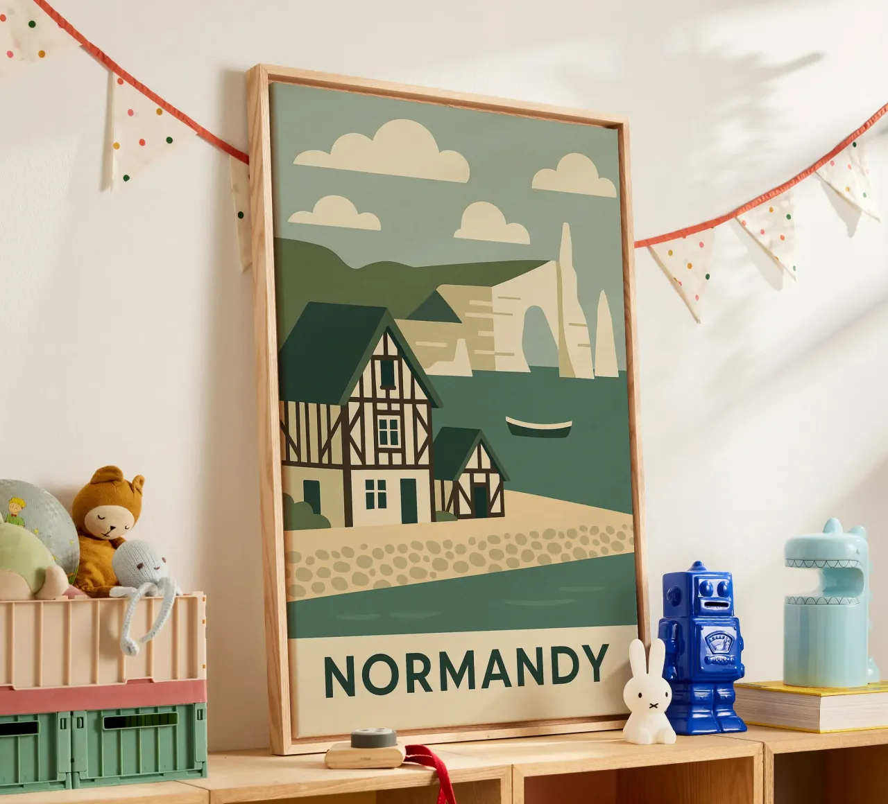 Normandy - An der Flanke der Klippen, mit Blick auf das Meer Leinwand von JETLAG | affiches voyage