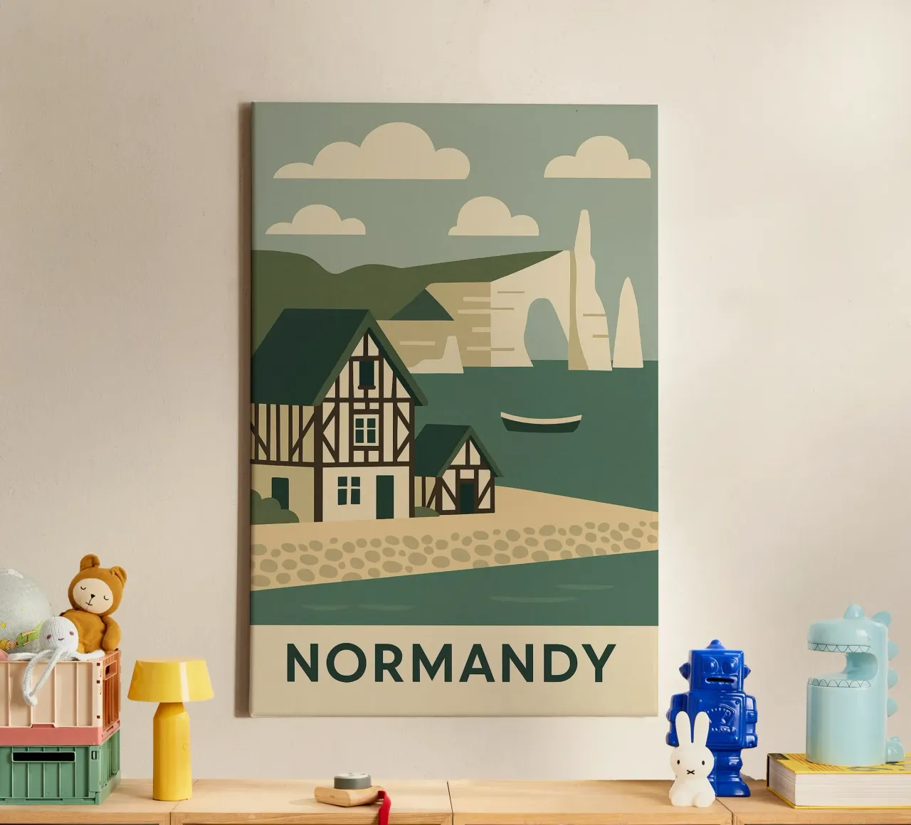 Normandy - An der Flanke der Klippen, mit Blick auf das Meer Leinwand von JETLAG | affiches voyage