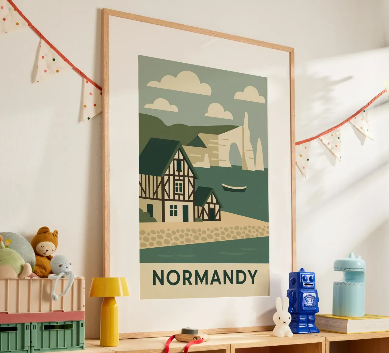 Normandy - An der Flanke der Klippen, mit Blick auf das Meer Hahnemühle von JETLAG | affiches voyage
