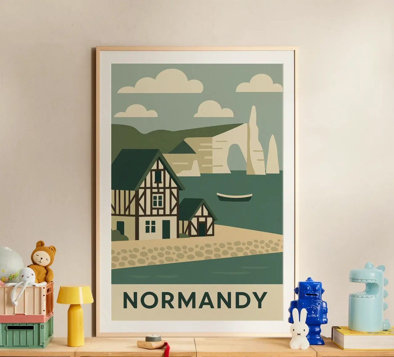 Normandy - An der Flanke der Klippen, mit Blick auf das Meer Hahnemühle von JETLAG | affiches voyage