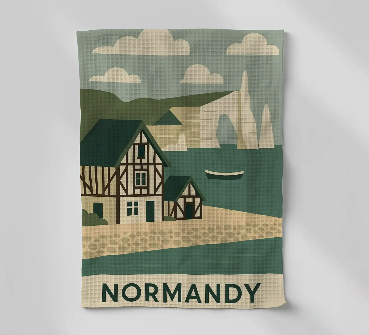Normandy - An der Flanke der Klippen, mit Blick auf das Meer Geschirrtuch von JETLAG | affiches voyage