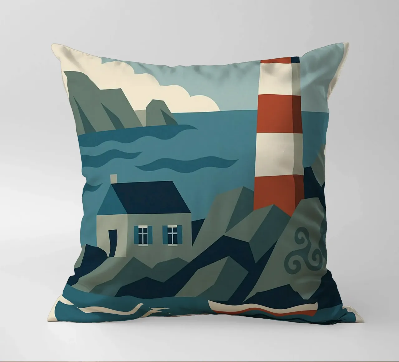 Brittany – Le vent, la mer, le granit cuscino da JETLAG | affiches voyage