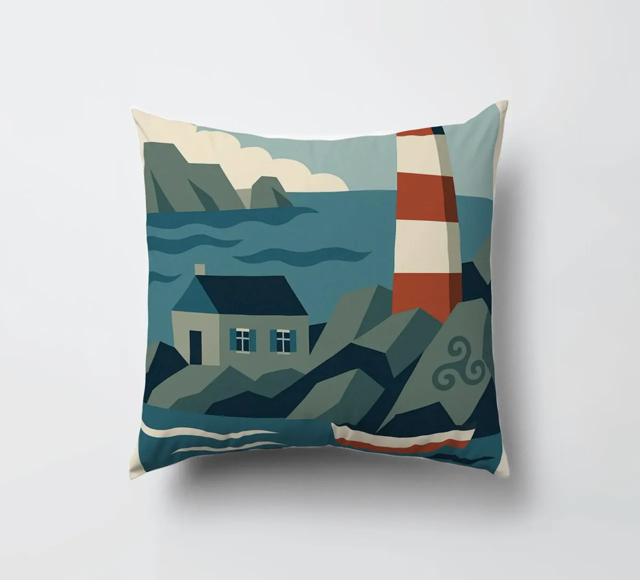 Brittany – Le vent, la mer, le granit cuscino da JETLAG | affiches voyage