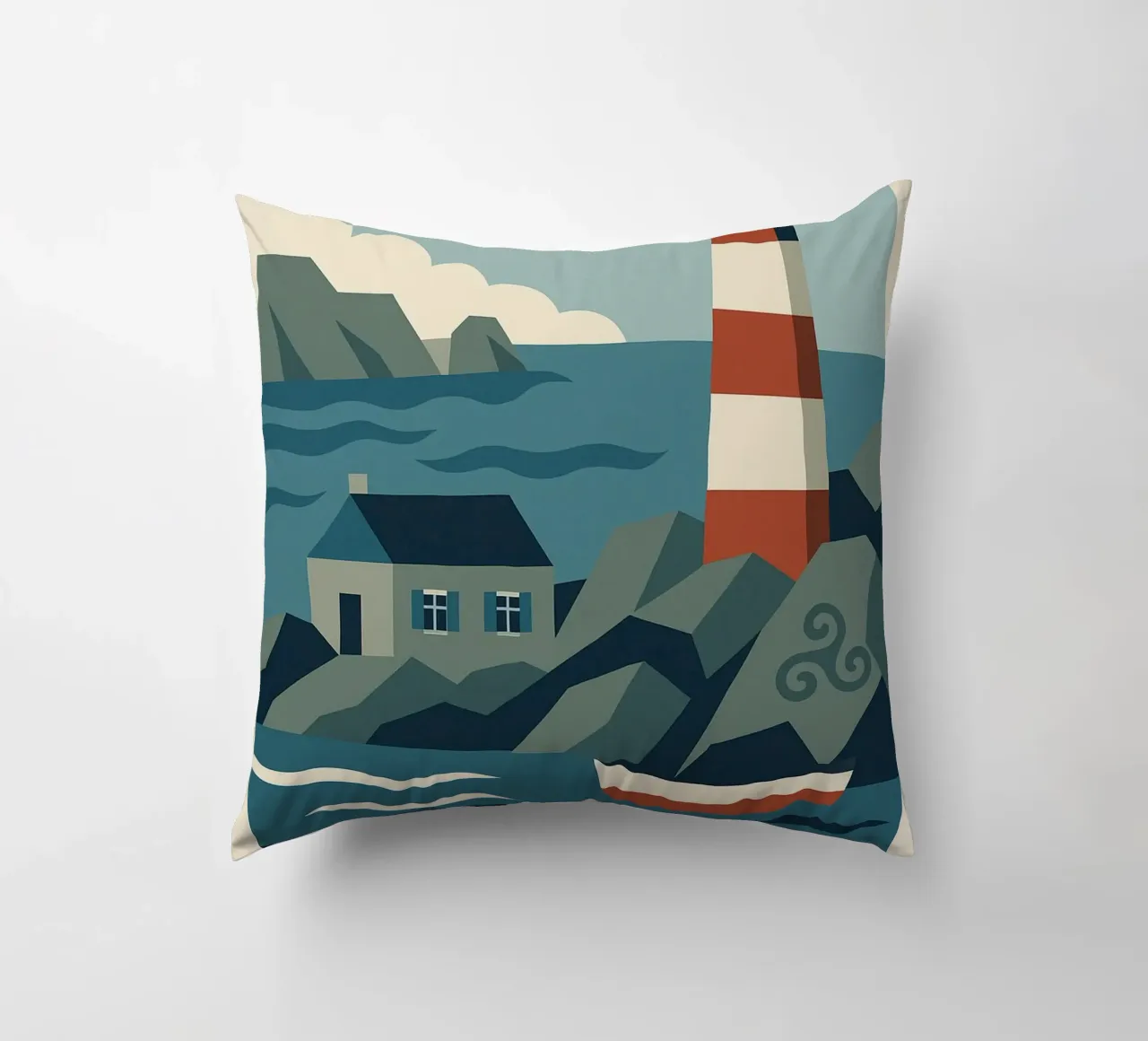 Brittany – Le vent, la mer, le granit cuscino da JETLAG | affiches voyage