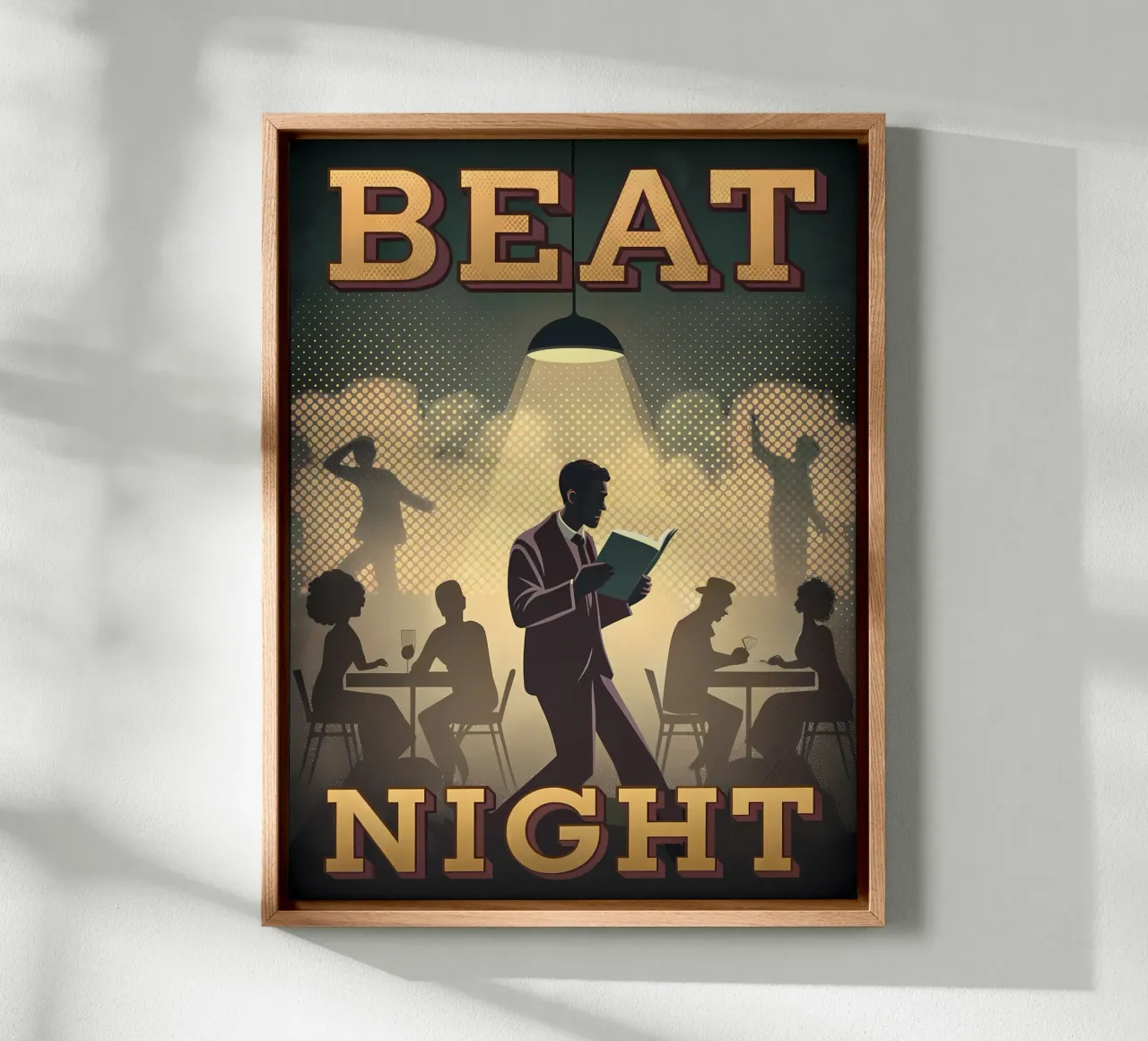 Retro Beat Poëzie Lounge Vibe canvas met Baklijst van Jester Krew Art