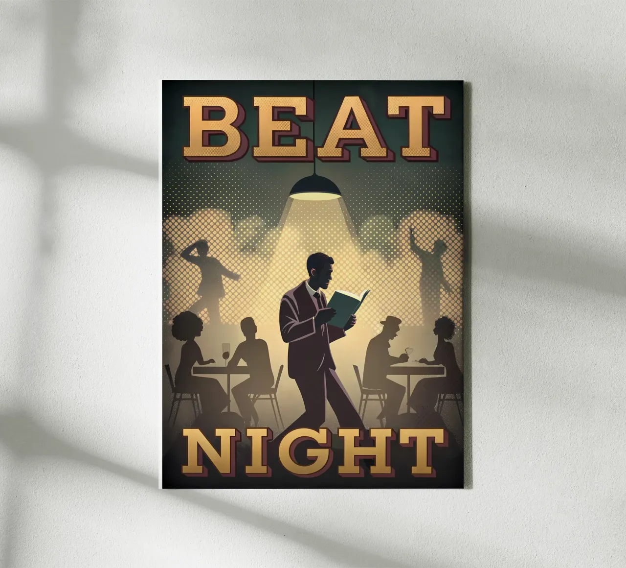 Retro Beat Poëzie Lounge Vibe canvas met Baklijst van Jester Krew Art