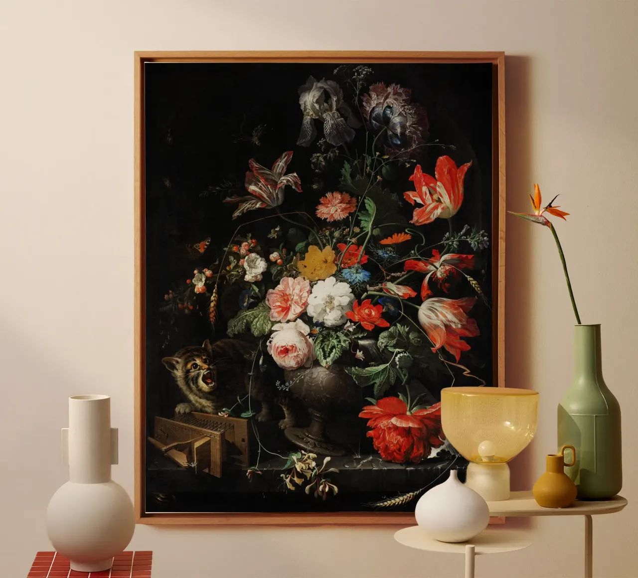 The Overturned Bouquet by Abraham Mignon (1660-1679 canvas by Pretty Flowers Vintage Botanicals