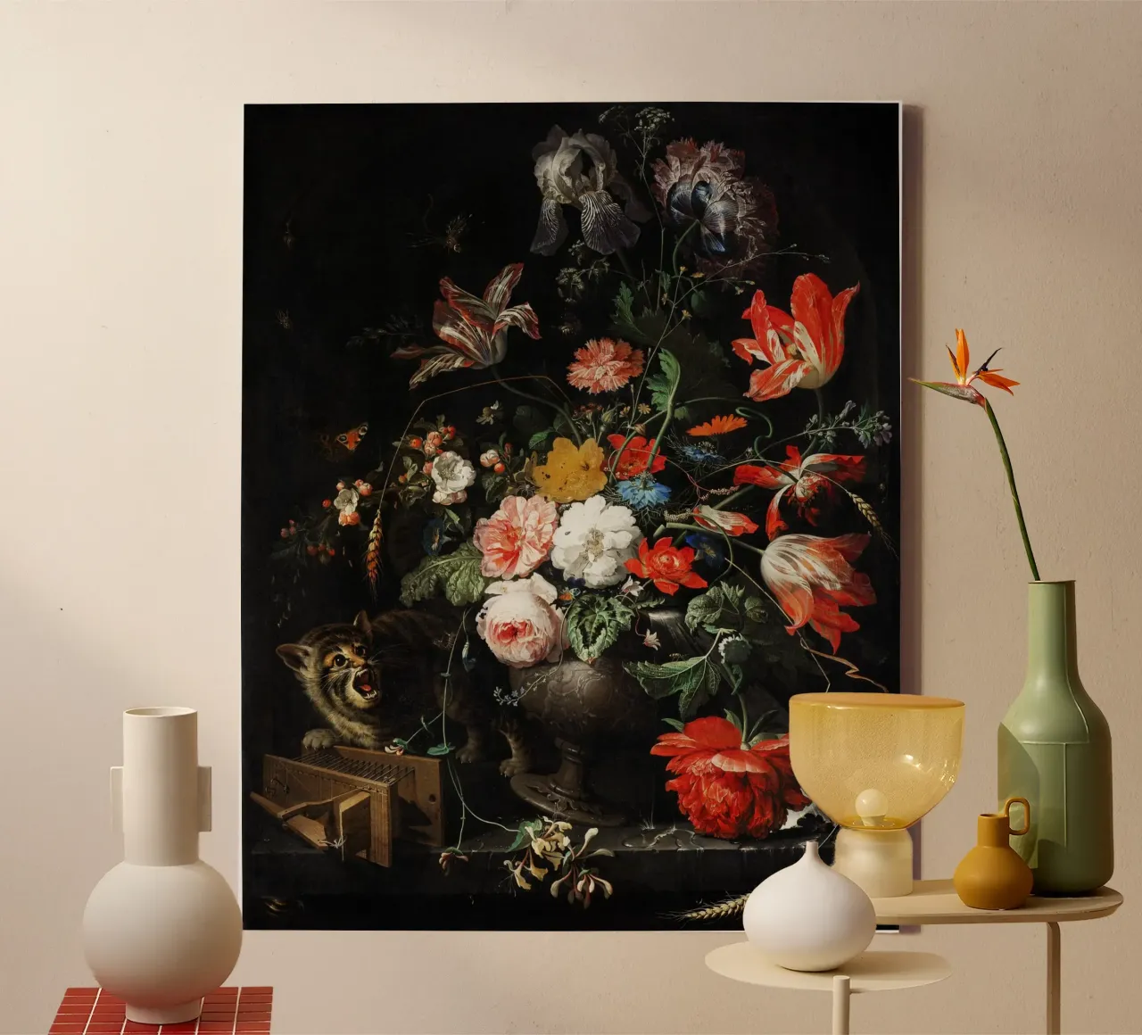 The Overturned Bouquet by Abraham Mignon (1660-1679 canvas by Pretty Flowers Vintage Botanicals