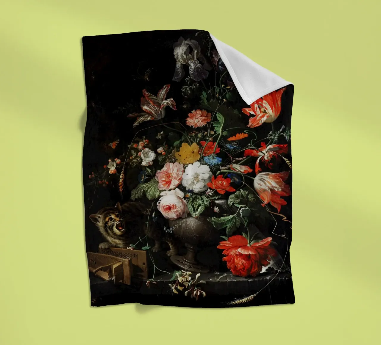 The Overturned Bouquet by Abraham Mignon (1660-1679 fleece blanket by Pretty Flowers Vintage Botanicals
