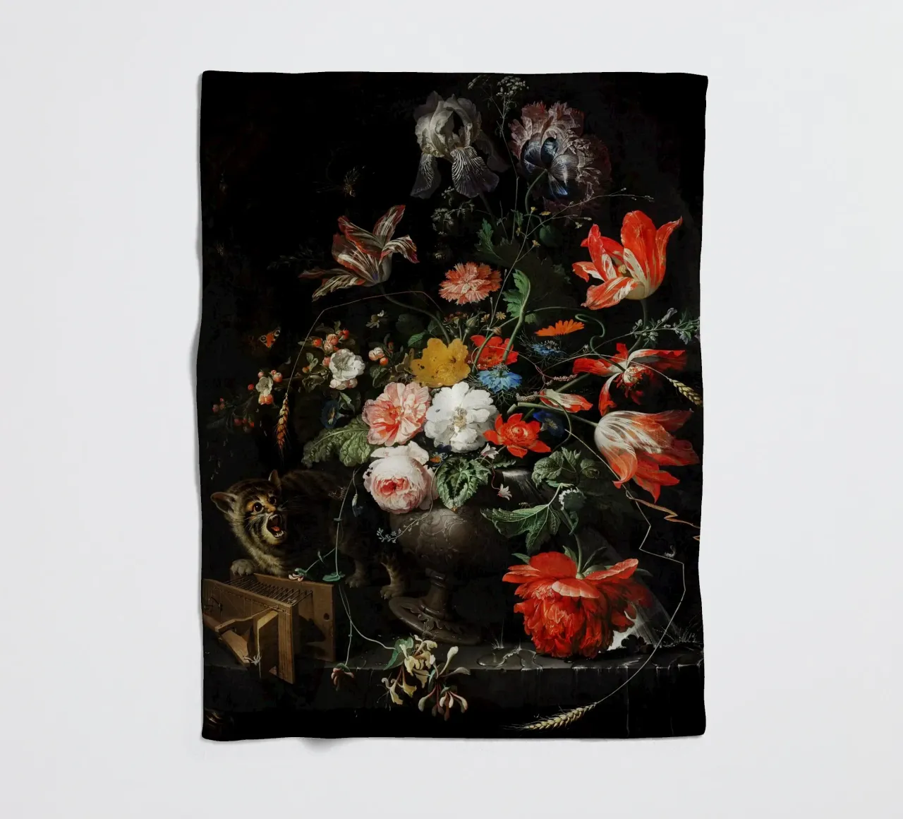 The Overturned Bouquet by Abraham Mignon (1660-1679 fleece blanket by Pretty Flowers Vintage Botanicals