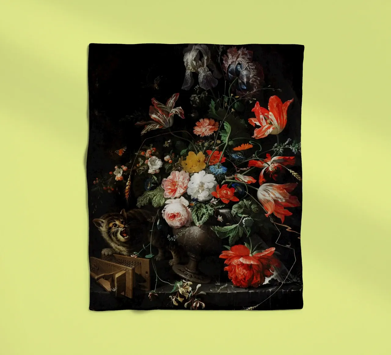 The Overturned Bouquet by Abraham Mignon (1660-1679 fleece blanket by Pretty Flowers Vintage Botanicals