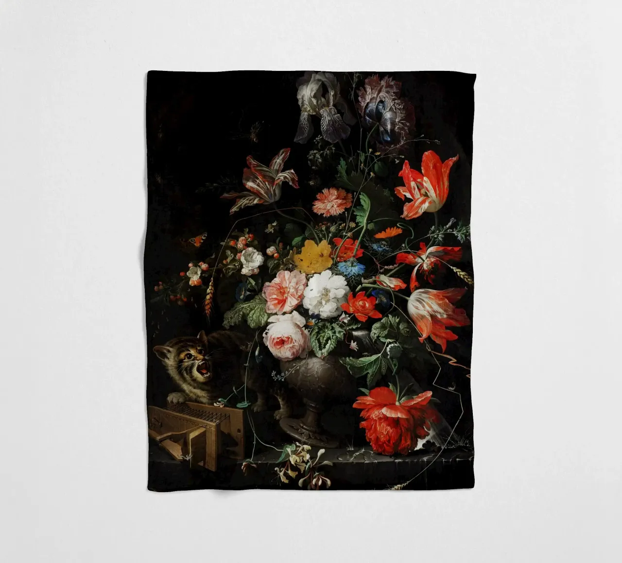 The Overturned Bouquet by Abraham Mignon (1660-1679 fleece blanket by Pretty Flowers Vintage Botanicals