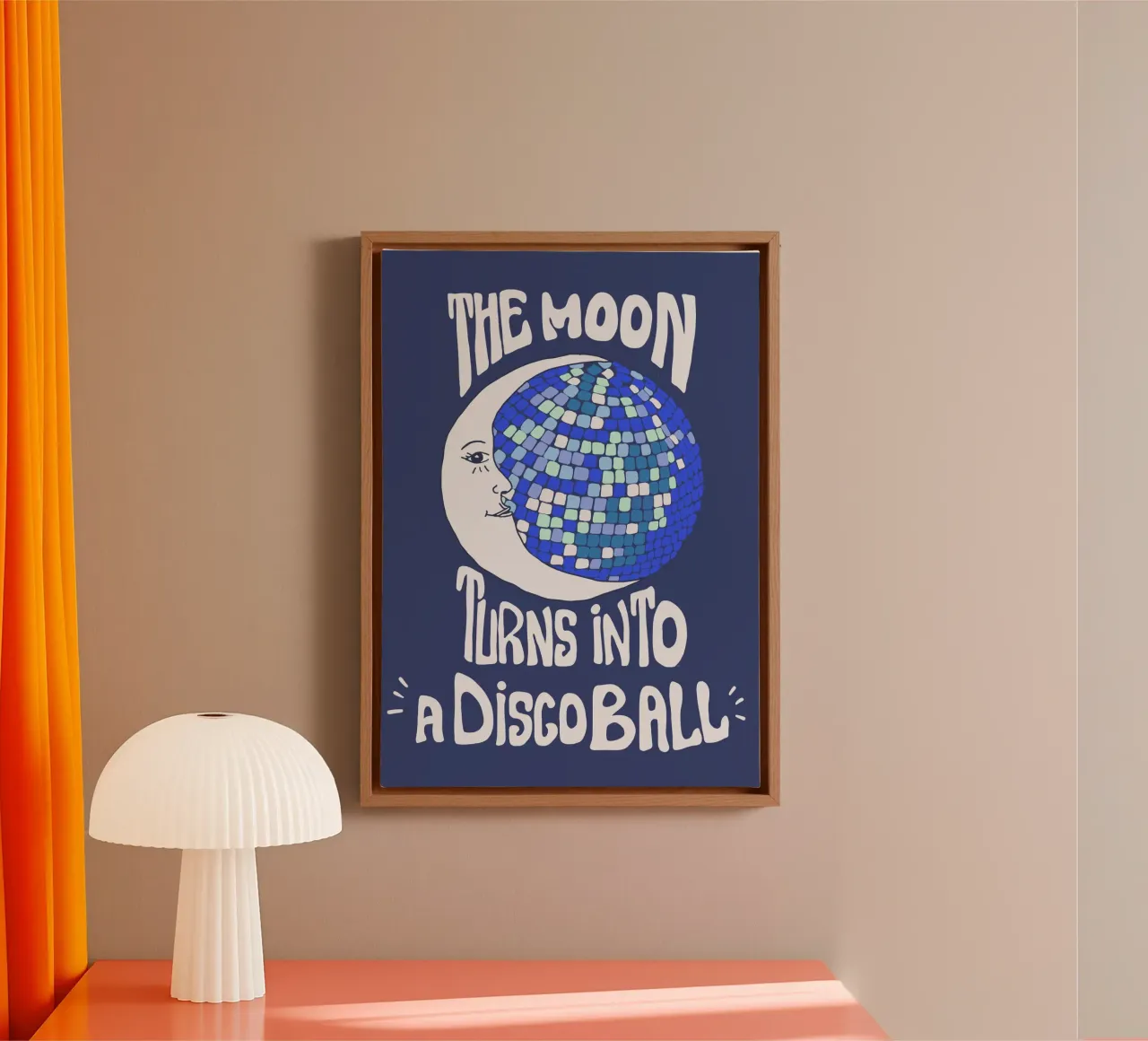 The Moon turns into a discoball tela con Cornice a cassetta da Happy Star Club